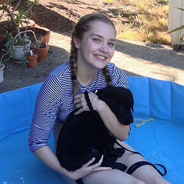Bonnie with Kindred in pool